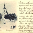 Kościół Wniebowzięcia NMP- Stary na pocztówce z 1900 roku. Zdjęcie wykonane w 1897 przez J. J. Sołowiejczyka.
