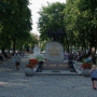 W letnie gorące dni zacieniony park na Rynku Zygmunta Augusta jest idealnym miejscem na odpoczynek.