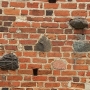 Ceglany mur wzmacniano kamieniami co oprócz konstrukcyjnych zalet dodawało uroku jednolitej strukturze budowli.