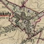 Fragment mapy z roku 1935, na której zaznaczone są oba kościoły.